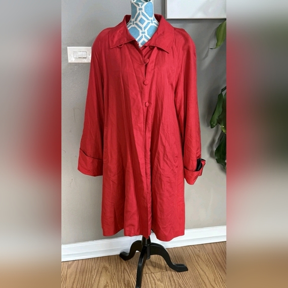 dennis basso Jackets & Blazers - Dennis by Dennis Basso Red Swing Coat Women’s Sz Large